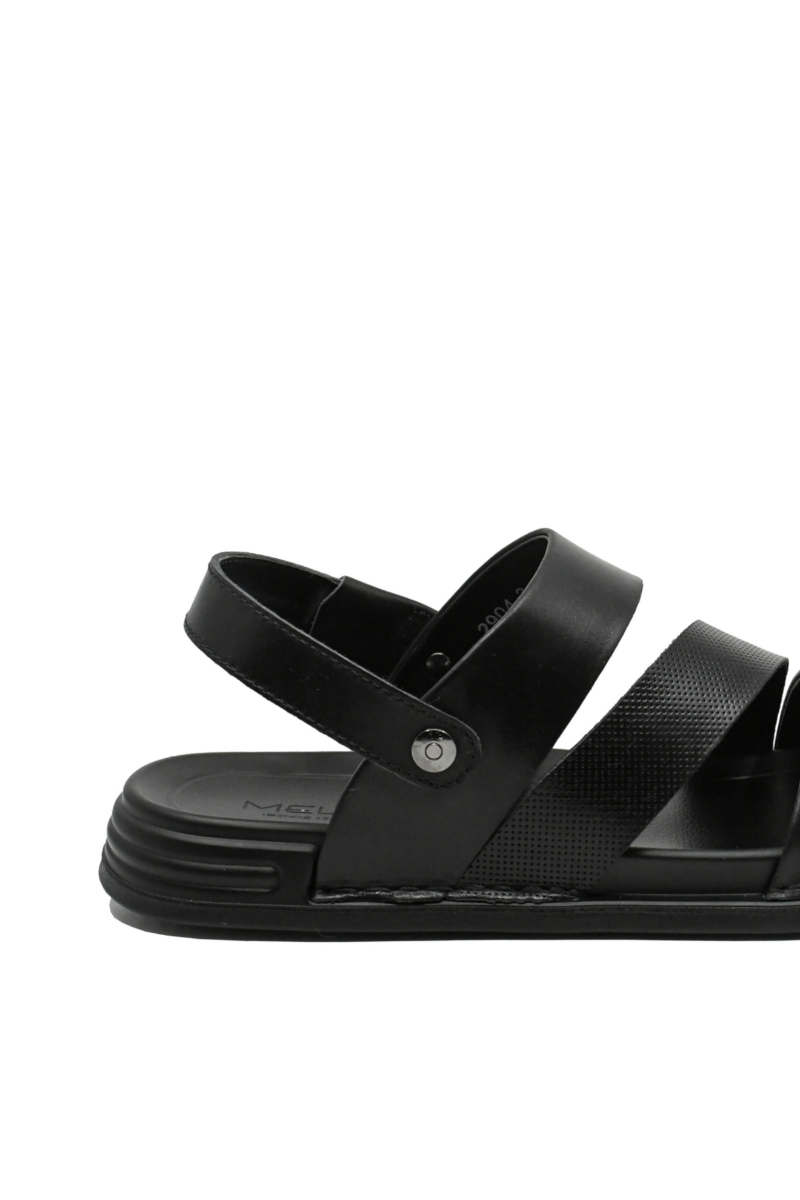 Imagine Sandale bărbați cu capse și barete, negre din piele naturală FNX2904-3