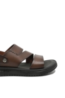 Imagine Sandale ușoare bărbați maro, cu trei barete din piele naturală FNX72009
