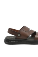 Imagine Sandale ușoare bărbați maro, cu trei barete din piele naturală FNX72009