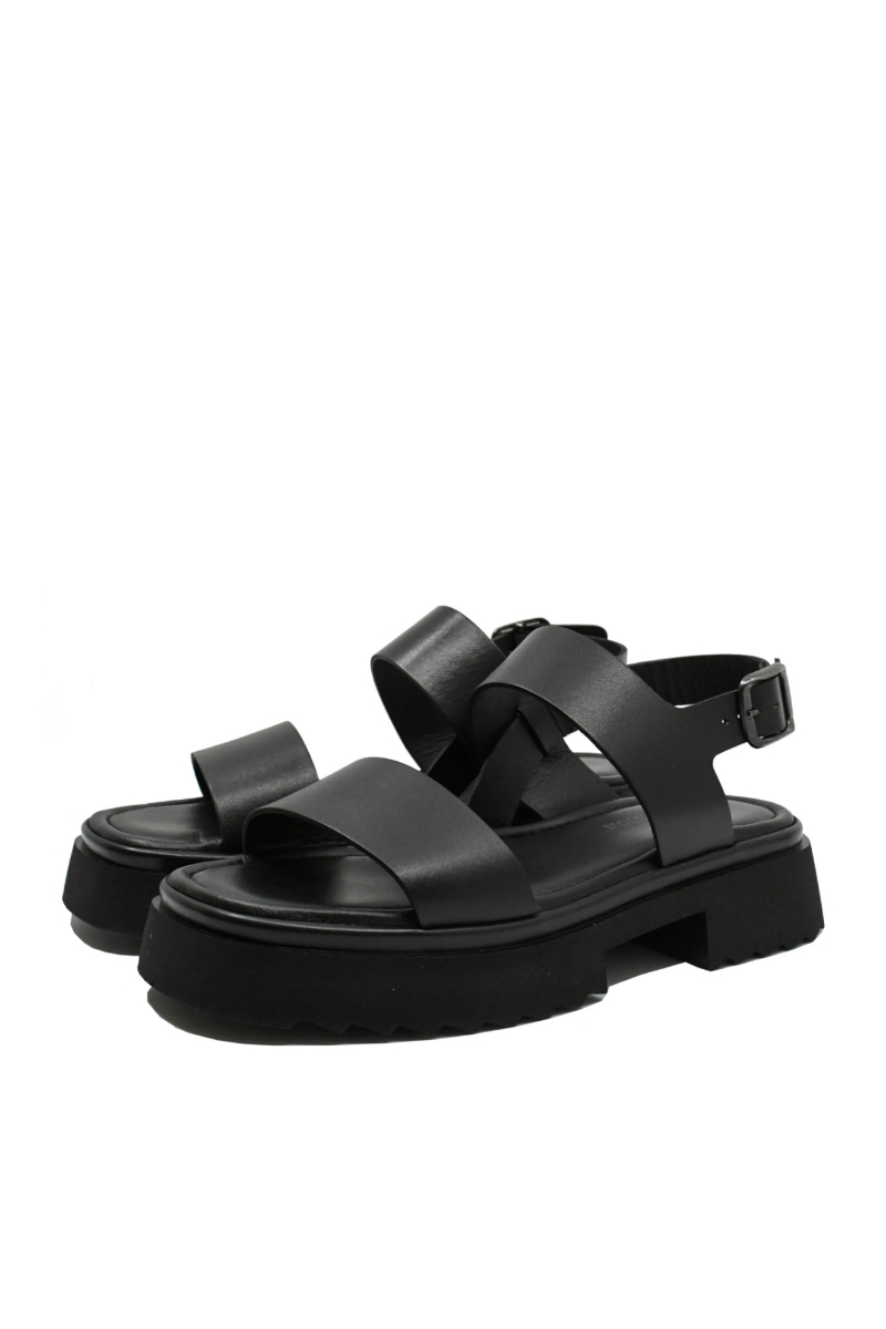 Imagine Sandale damă cu platformă, negre din piele naturală MIR303