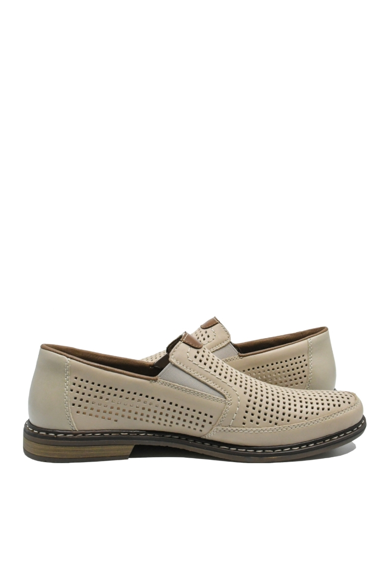 Imagine Pantofi casual bej din piele naturală cu perforații RIK13459-60
