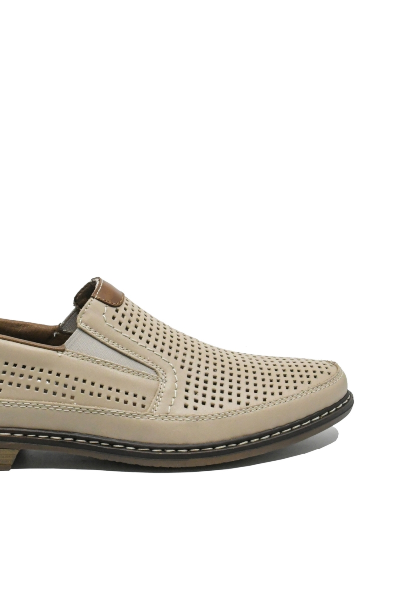 Imagine Pantofi casual bej din piele naturală cu perforații RIK13459-60