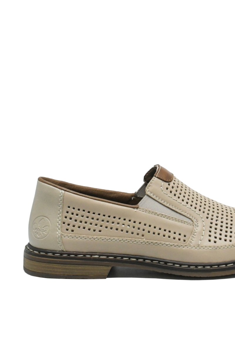 Imagine Pantofi casual bej din piele naturală cu perforații RIK13459-60