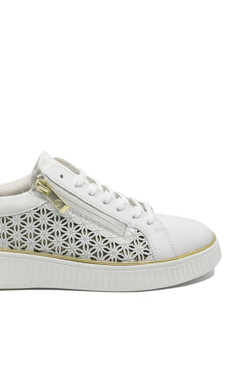 Imagine Pantofi sport damă alb cu auriu, din piele naturală REMD2E03-80