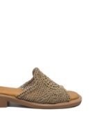 Imagine Saboți damă plați bej textil cu model împletit MIR1422