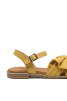 Imagine Sandale plate cu fundă, galben deschis, din piele naturală MIR414