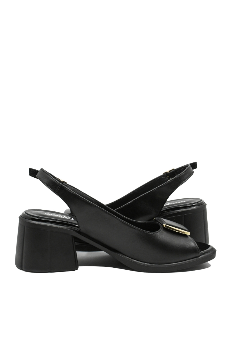 Imagine Sandale office din piele naturală, negre cu accente aurii MIR9620