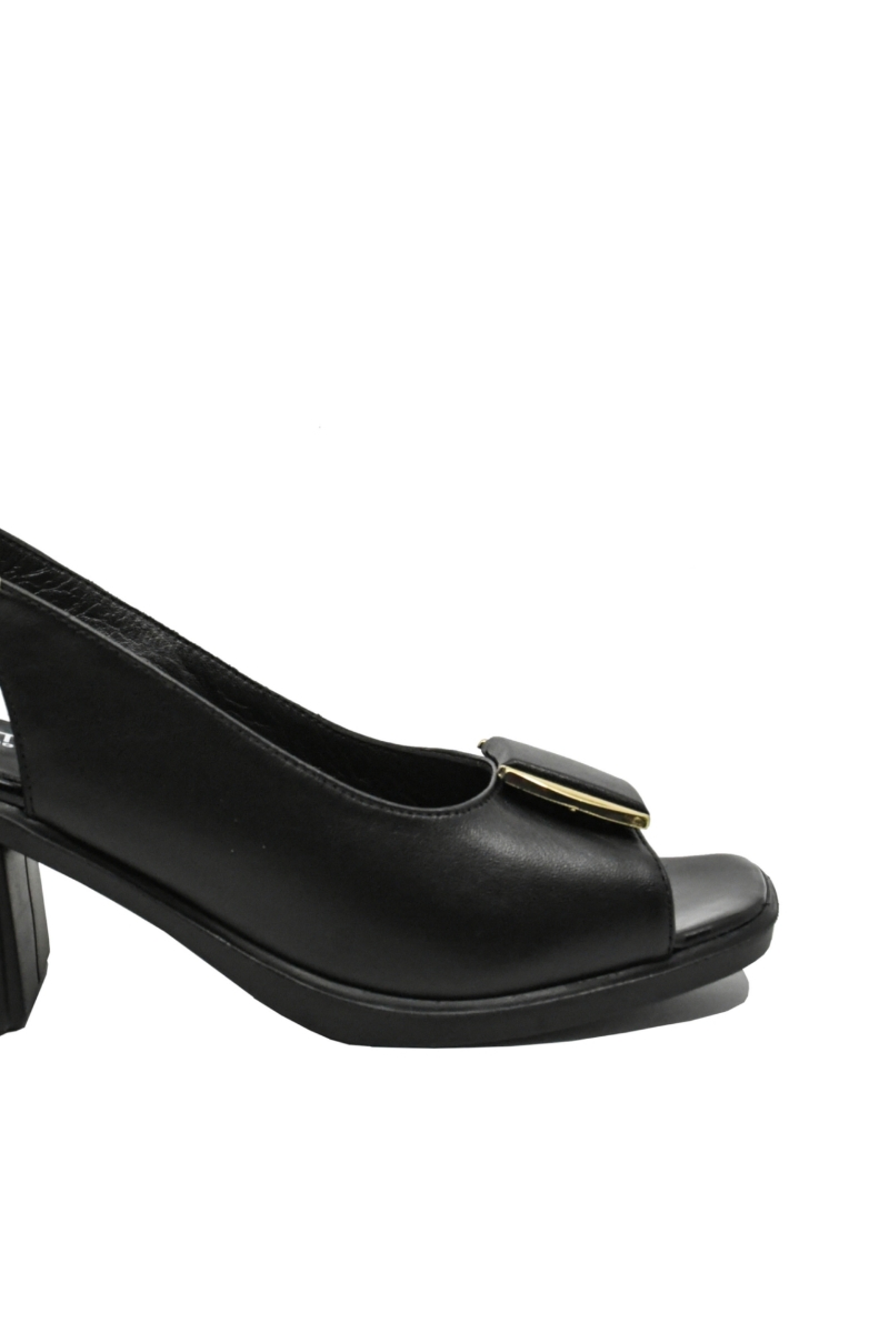Imagine Sandale office din piele naturală, negre cu accente aurii MIR9620