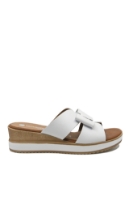 Imagine Saboți wedge cu fundiță, albi, din piele naturală REMD6456-80
