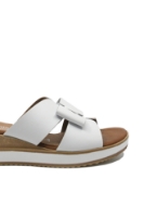 Imagine Saboți wedge cu fundiță, albi, din piele naturală REMD6456-80