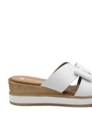 Imagine Saboți wedge cu fundiță, albi, din piele naturală REMD6456-80