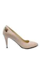 Imagine Pantofi stiletto din piele naturală, nude cu albinuță aurie SORA49