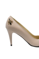 Imagine Pantofi stiletto din piele naturală, nude cu albinuță aurie SORA49