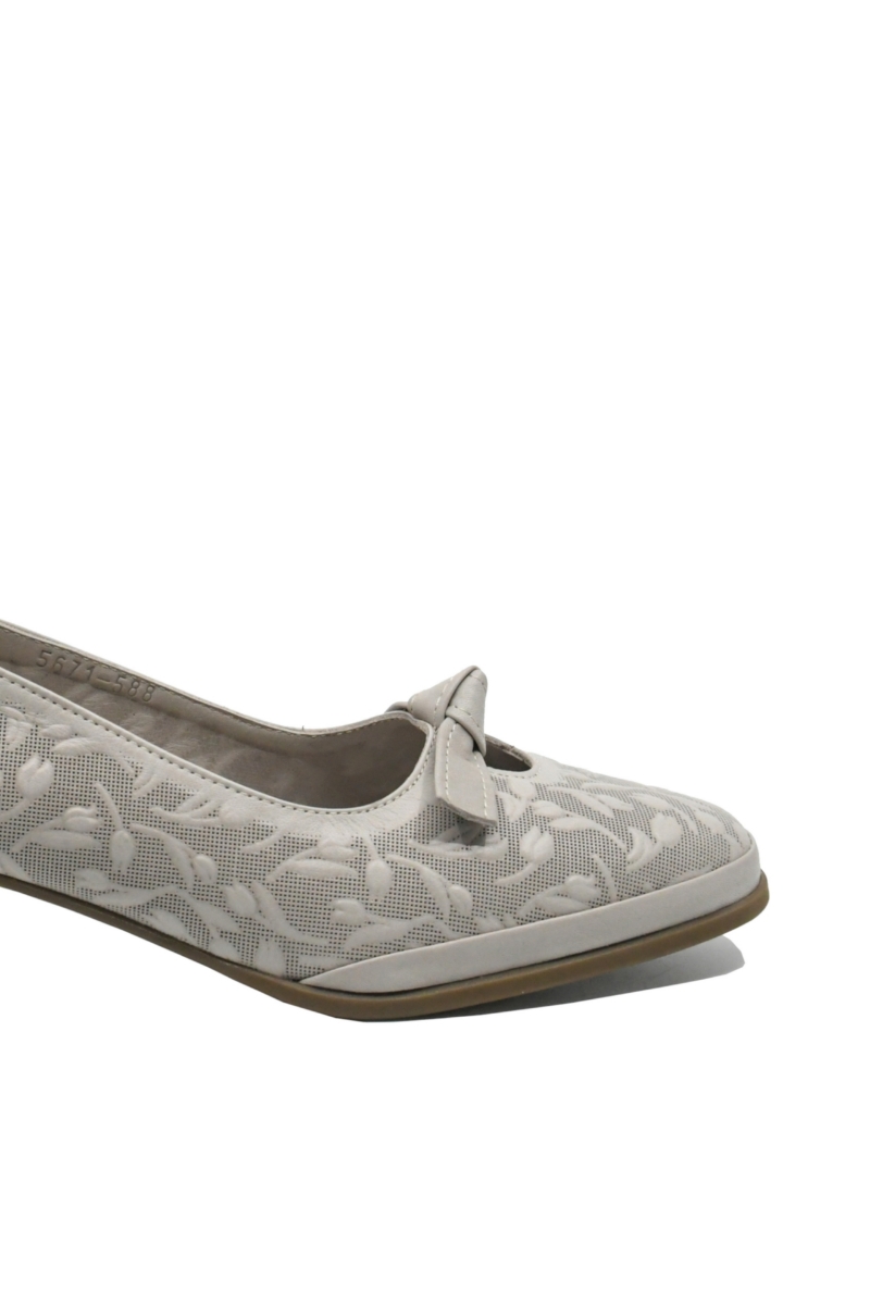 Imagine Pantofi office gri din piele naturală, cu model floral GOR5671