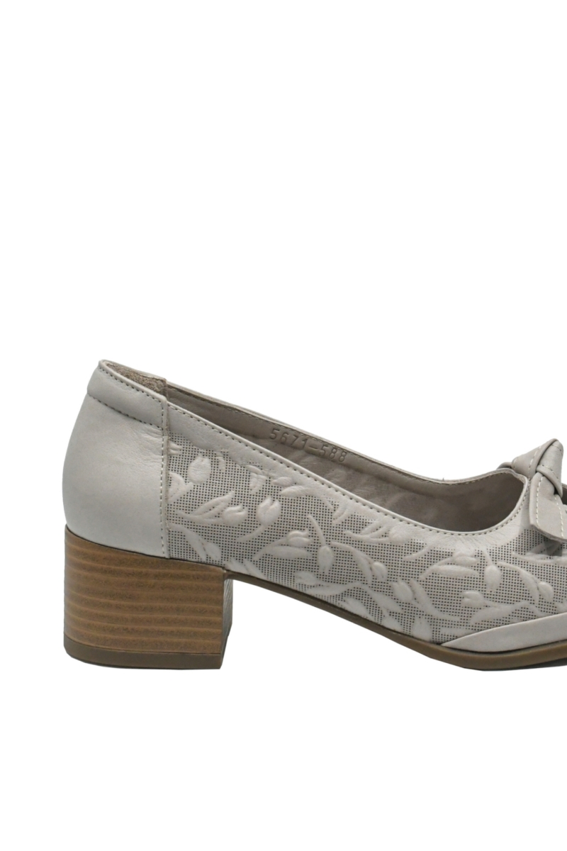 Imagine Pantofi office gri din piele naturală, cu model floral GOR5671