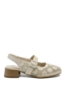 Imagine Pantofi decupați bej din piele naturală, cu model floral GOR5683