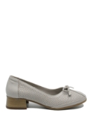 Imagine Pantofi office gri din piele naturală cu aspect perforat GOR5687