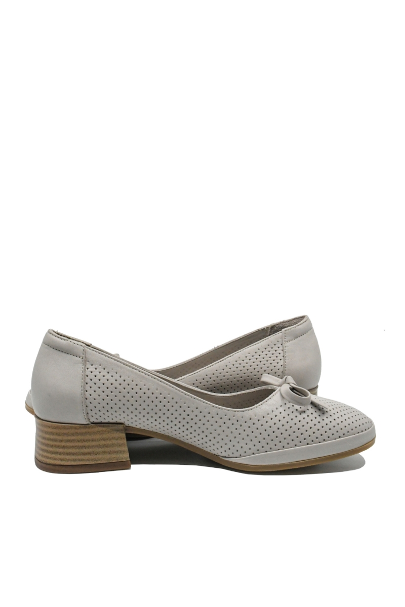 Imagine Pantofi office gri din piele naturală cu aspect perforat GOR5687