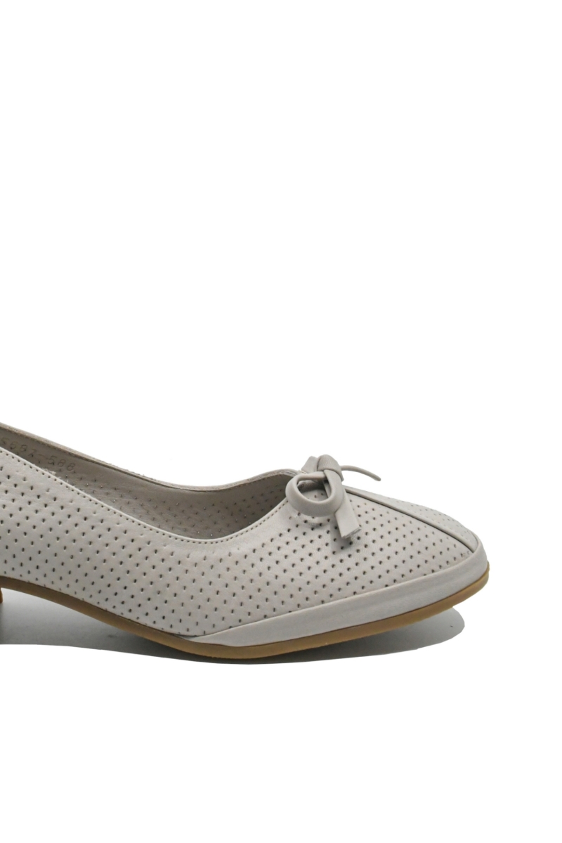 Imagine Pantofi office gri din piele naturală cu aspect perforat GOR5687
