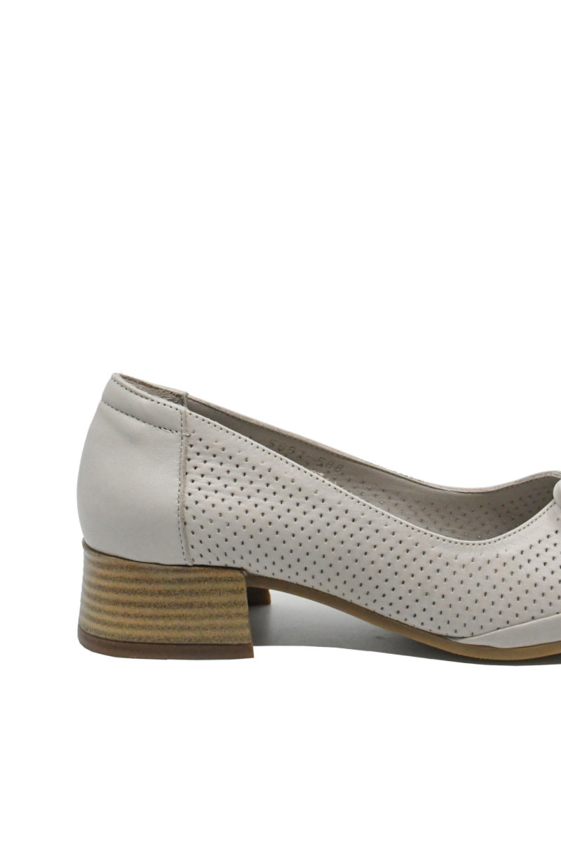 Imagine Pantofi office gri din piele naturală cu aspect perforat GOR5687