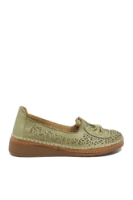 Imagine Mocasini cu fundiță, verde scorpion din piele naturală GOR04158