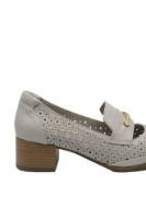 Imagine Pantofi office gri din piele naturală cu model perforat GOR5651