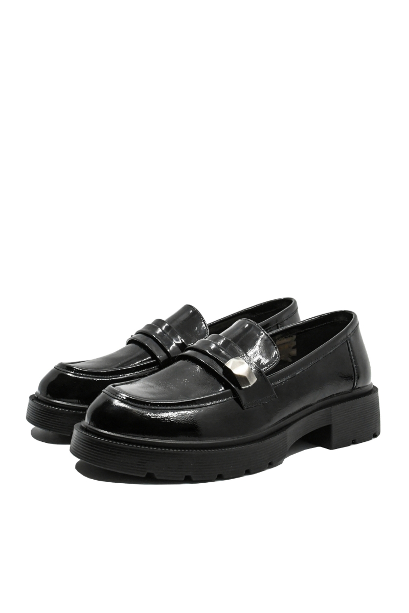 Imagine Loaferi cu platformă negri eleganți din lac OTR460007