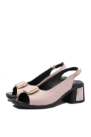 Imagine Sandale office din piele naturală, roz pudră cu accente aurii MIR9620