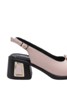Imagine Sandale office din piele naturală, roz pudră cu accente aurii MIR9620