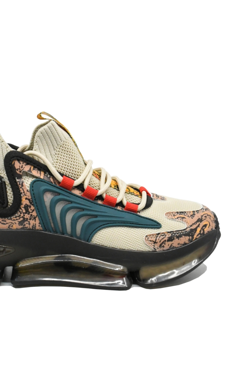 Imagine Sneakers damă stil șosetă tricotați bej cu detalii multicolor OTR21016