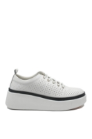 Imagine Pantofi casual cu platformă albi, perforați, din piele naturală FNX244