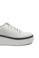 Imagine Pantofi casual cu platformă albi, perforați, din piele naturală FNX244