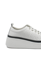 Imagine Pantofi casual cu platformă albi, perforați, din piele naturală FNX244