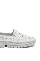 Imagine Mocasini damă albi din piele naturală, cu model perforat FNX242