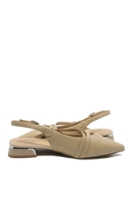 Imagine Pantofi decupați apricot din piele naturală, cu curelușe și catarame OTR60009