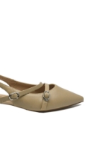 Imagine Pantofi decupați apricot din piele naturală, cu curelușe și catarame OTR60009