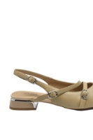 Imagine Pantofi decupați apricot din piele naturală, cu curelușe și catarame OTR60009