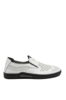 Imagine Mocasini bărbați albi din piele naturală, cu perforații și modele GOR1049