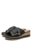 Imagine Saboți wedge cu fundiță, negri, din piele naturală REMD6456-00