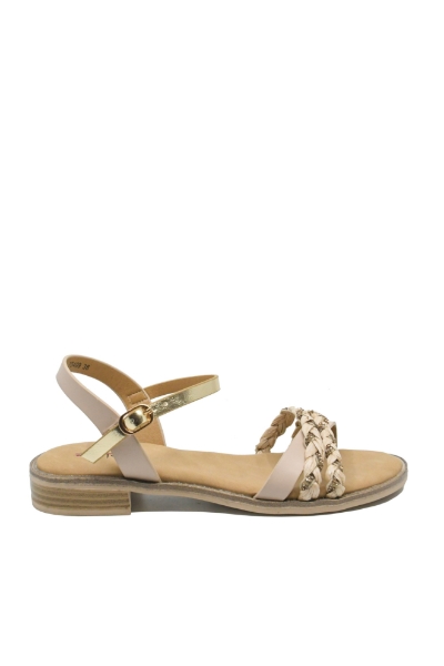 Imagine Sandale casual bej din piele naturală, cu protecție antișoc OTR70409