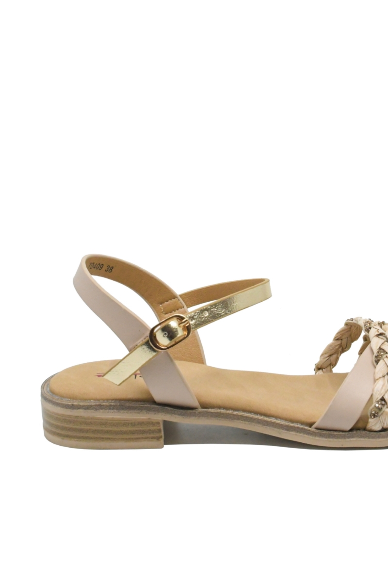 Imagine Sandale casual bej din piele naturală, cu protecție antișoc OTR70409