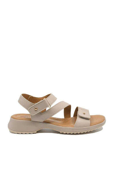 Imagine Sandale casual bej din piele naturală, cu barete reglabile OTR70447