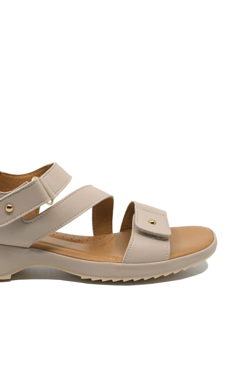 Imagine Sandale casual bej din piele naturală, cu barete reglabile OTR70447