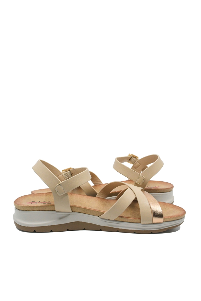 Imagine Sandale ușoare din piele naturală, cu barete nude și bronz OTR70423