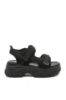 Imagine Sandale cu platformă negre, textil și piele naturală FNX49026