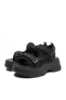 Imagine Sandale cu platformă negre, textil și piele naturală FNX49026