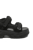 Imagine Sandale cu platformă negre, textil și piele naturală FNX49026