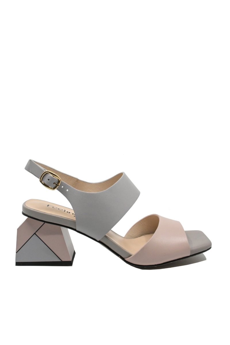 Imagine Sandale elegante blue  pink, din piele naturală, cu toc piramidă FLG2403