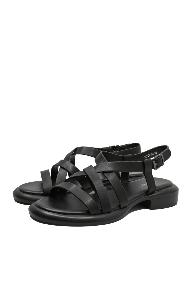 Imagine Sandale joase cu barete subțiri, negre din piele naturală OTR60018