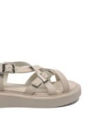 Imagine Sandale casual cu curelușe și catarame, bej din piele naturală OTR60005